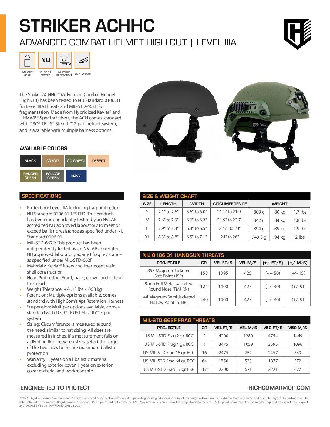 Striker ACHHC | HighCom Armor - ArmorLite USA